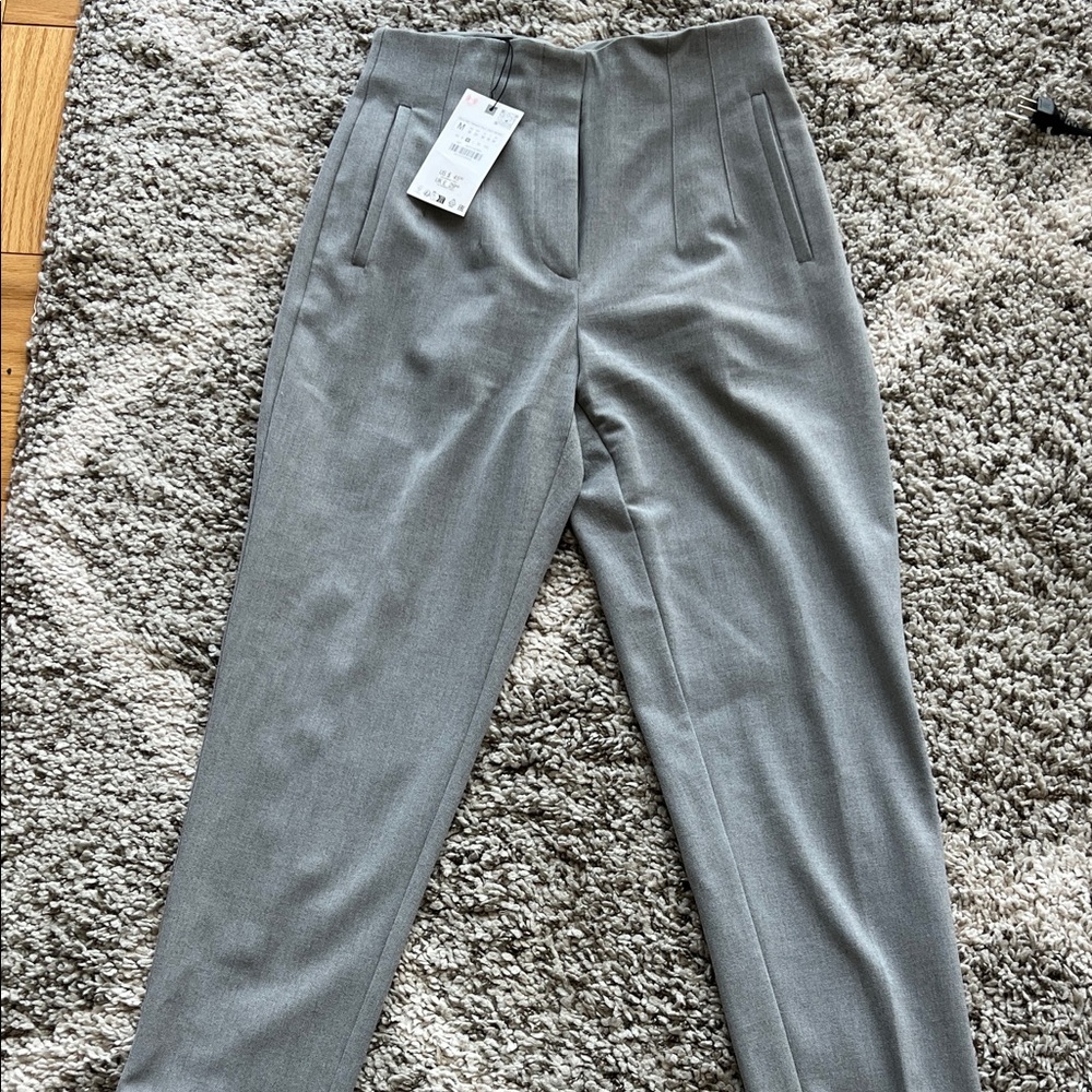 Zara gray high waisted pants slacks trousers Medium NWT